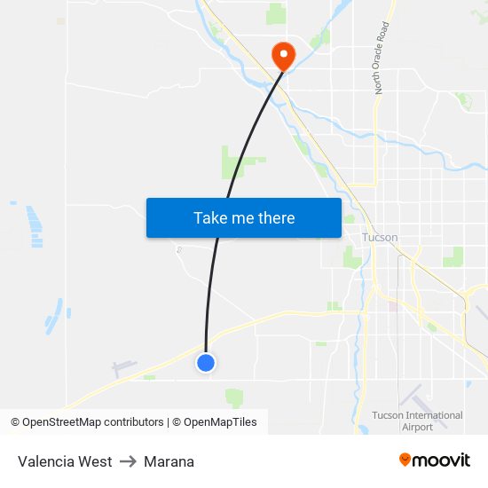 Valencia West to Marana map