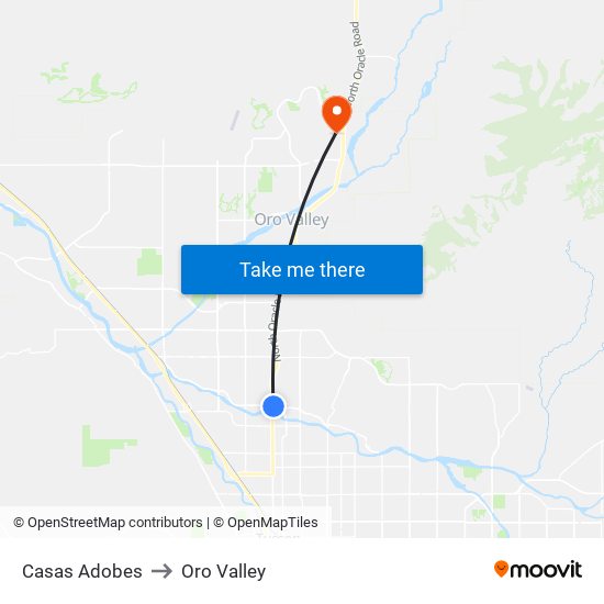 Casas Adobes to Oro Valley map