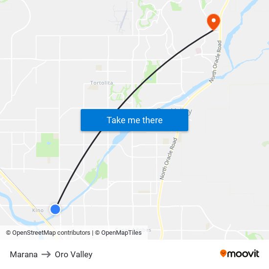 Marana to Oro Valley map