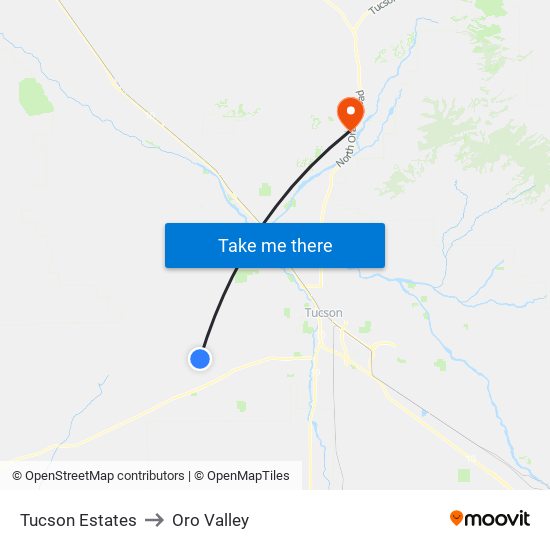 Tucson Estates to Oro Valley map