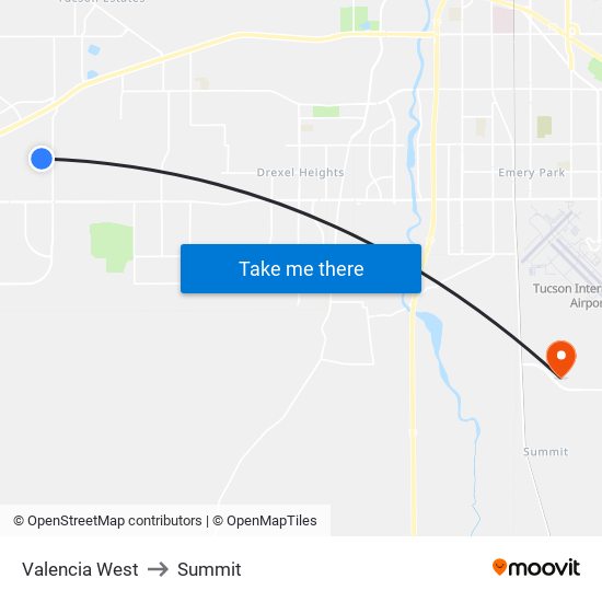 Valencia West to Summit map