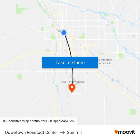 Downtown Ronstadt Center to Summit map