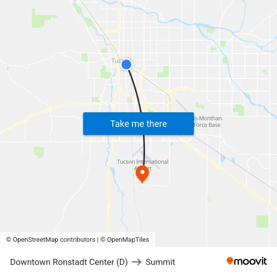 Downtown Ronstadt Center (D) to Summit map