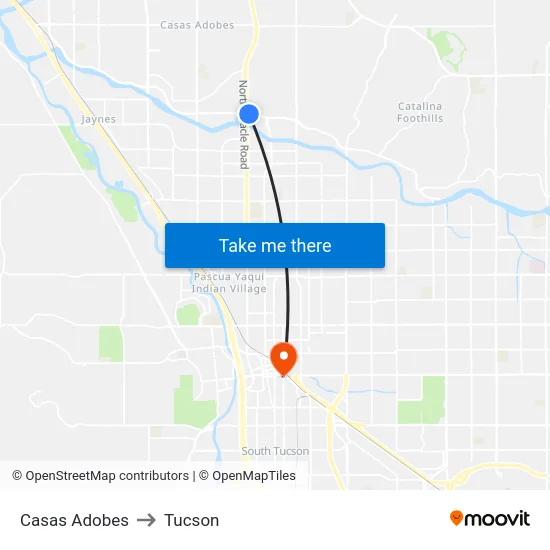Casas Adobes to Tucson map