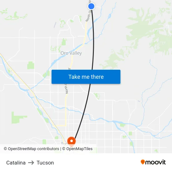 Catalina to Tucson map