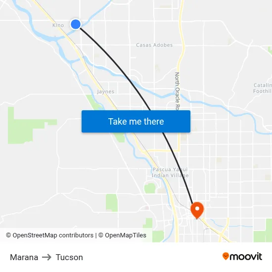 Marana to Tucson map