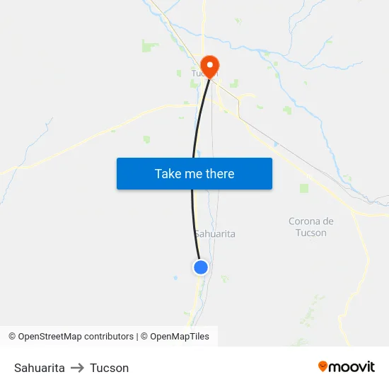 Sahuarita to Tucson map