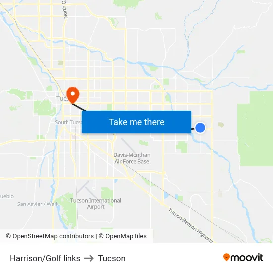 Harrison/Golf links to Tucson map