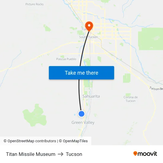 Titan Missile Museum to Tucson map
