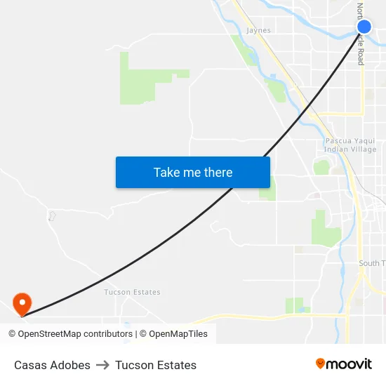 Casas Adobes to Tucson Estates map