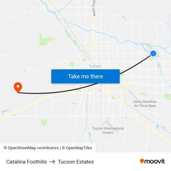 Catalina Foothills to Tucson Estates map