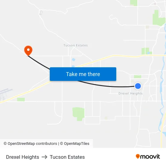 Drexel Heights to Tucson Estates map
