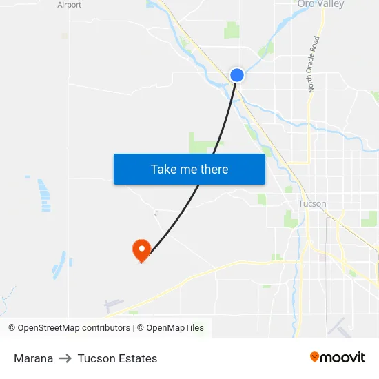 Marana to Tucson Estates map