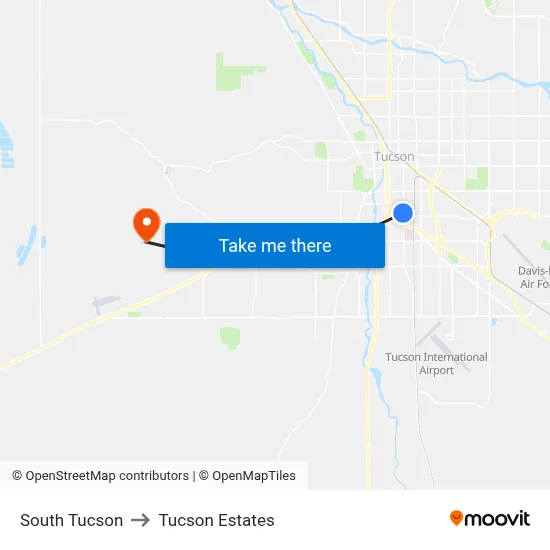 South Tucson to Tucson Estates map