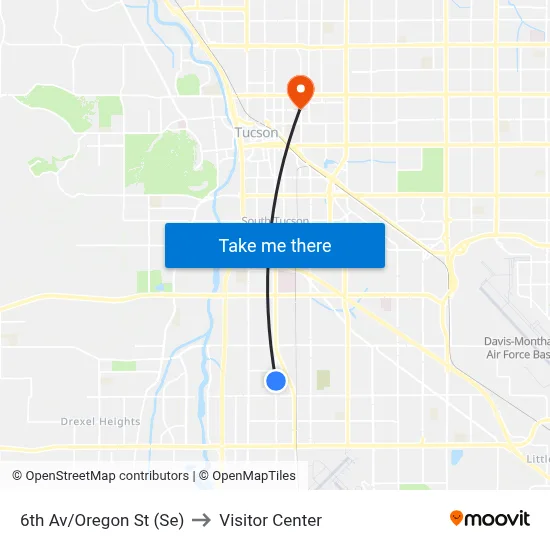6th Av/Oregon St (Se) to Visitor Center map