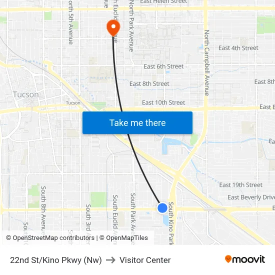 22nd St/Kino Pkwy (Nw) to Visitor Center map