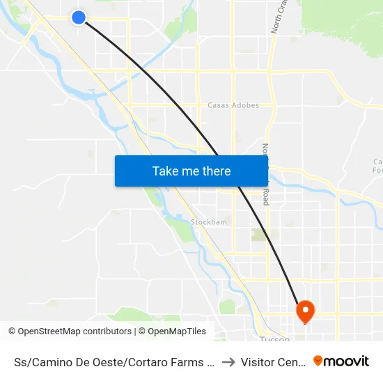 Ss/Camino De Oeste/Cortaro Farms (Ne) to Visitor Center map
