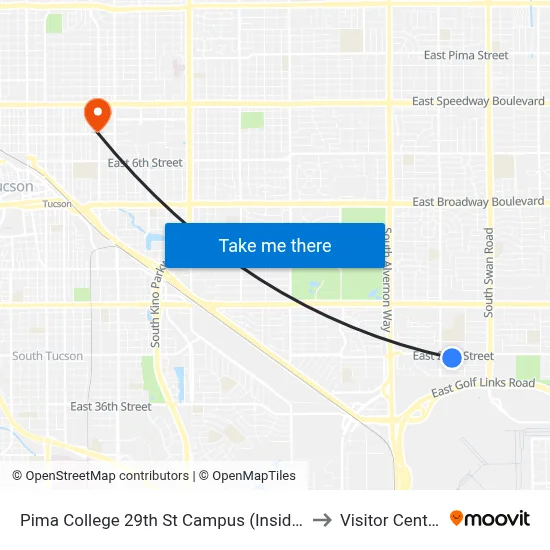 Pima College 29th St Campus (Inside) to Visitor Center map