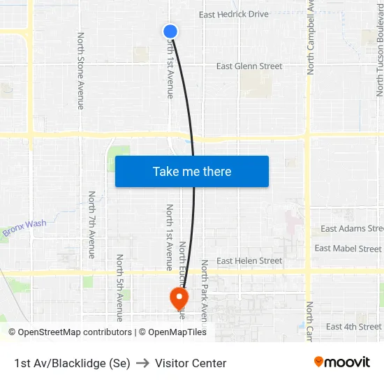 1st Av/Blacklidge (Se) to Visitor Center map