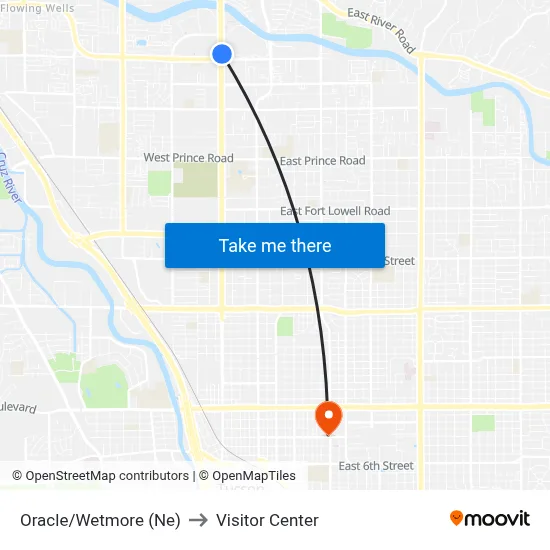 Oracle/Wetmore (Ne) to Visitor Center map