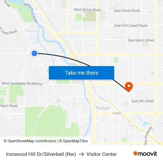 Ironwood Hill Dr/Silverbell (Nw) to Visitor Center map