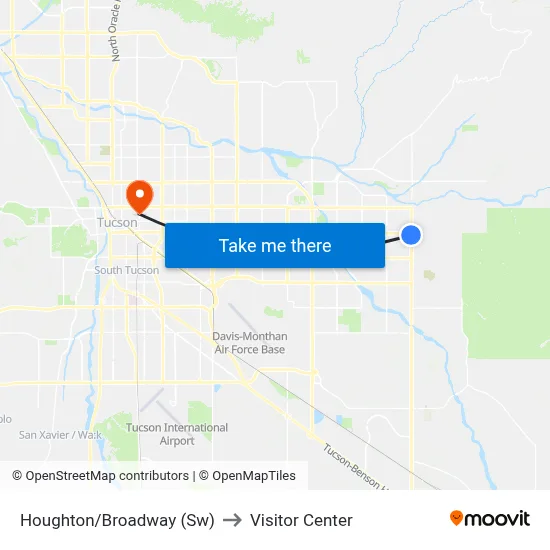 Houghton/Broadway (Sw) to Visitor Center map