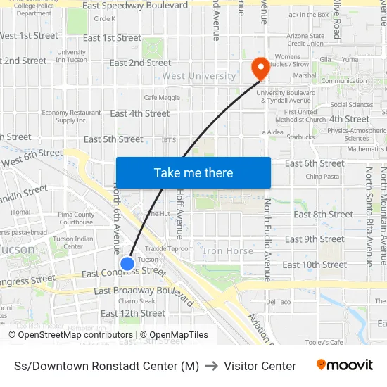 Ss/Downtown Ronstadt Center (M) to Visitor Center map
