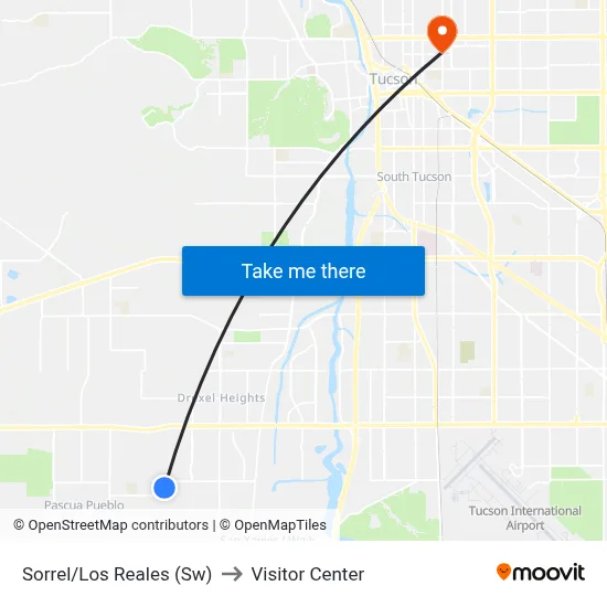 Sorrel/Los Reales (Sw) to Visitor Center map