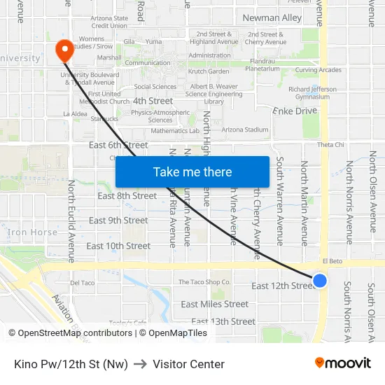 Kino Pw/12th St (Nw) to Visitor Center map