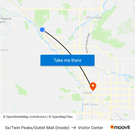 Ss/Twin Peaks/Outlet Mall (Inside) to Visitor Center map