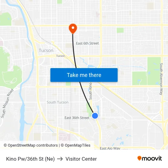 Kino Pw/36th St (Ne) to Visitor Center map