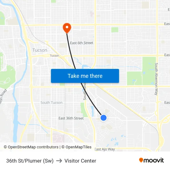 36th St/Plumer (Sw) to Visitor Center map