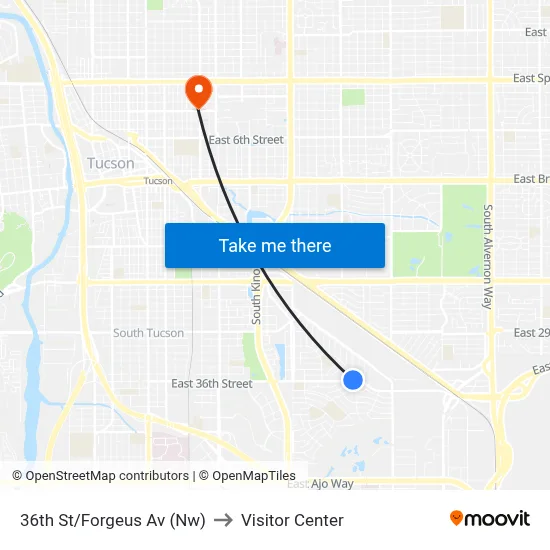 36th St/Forgeus Av (Nw) to Visitor Center map