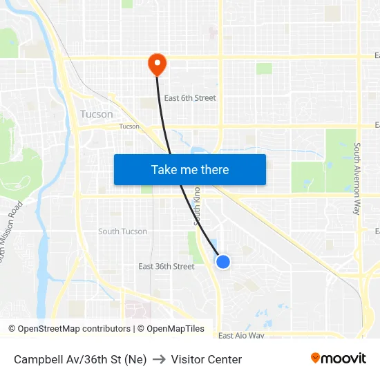 Campbell Av/36th St (Ne) to Visitor Center map