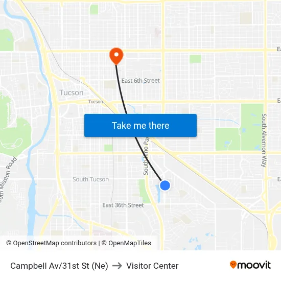 Campbell Av/31st St (Ne) to Visitor Center map