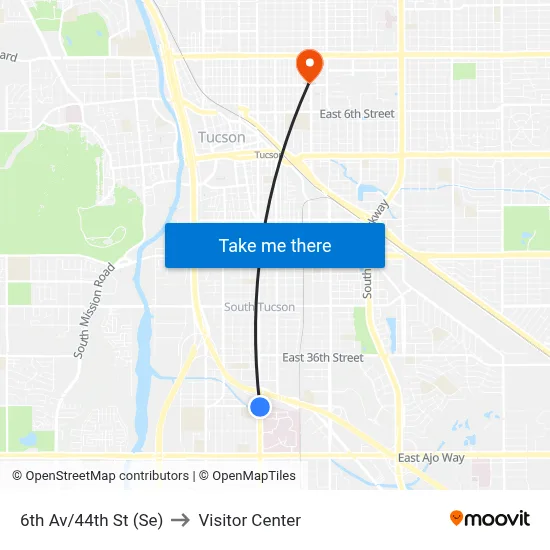 6th Av/44th St (Se) to Visitor Center map
