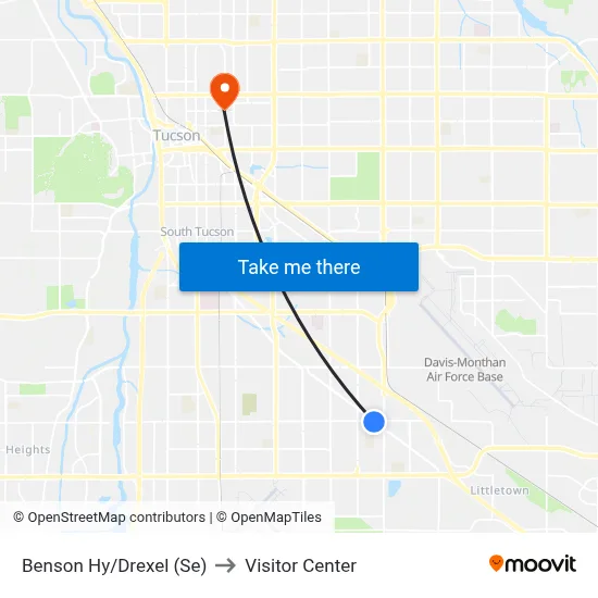 Benson Hy/Drexel (Se) to Visitor Center map