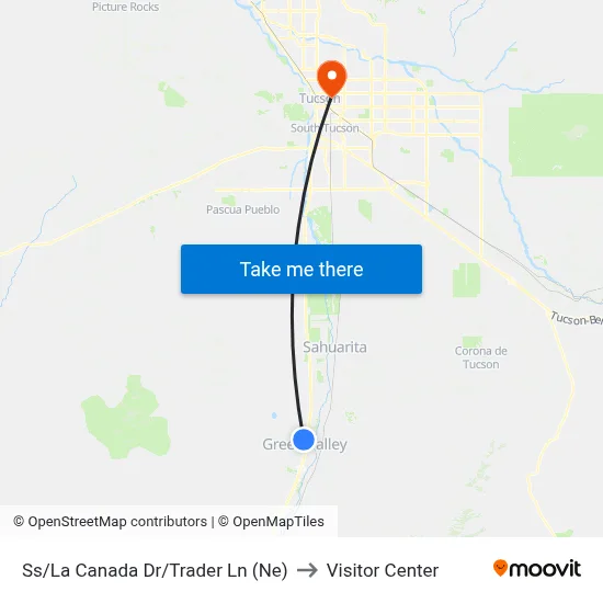 Ss/La Canada Dr/Trader Ln (Ne) to Visitor Center map