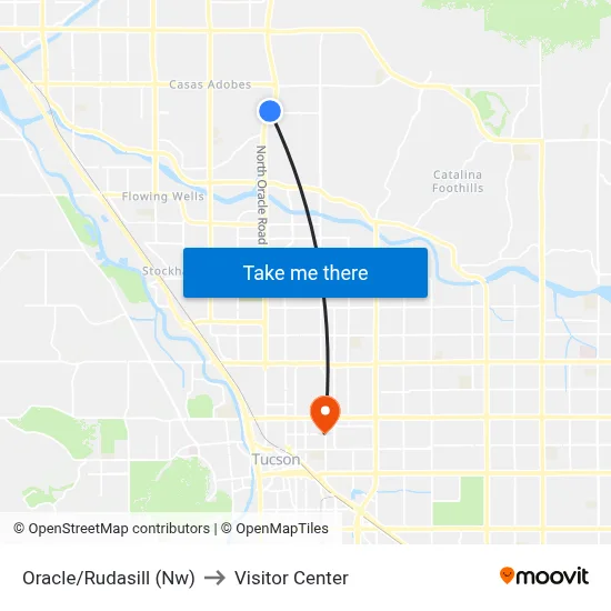 Oracle/Rudasill (Nw) to Visitor Center map