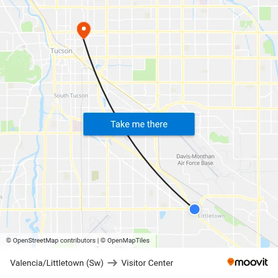 Valencia/Littletown (Sw) to Visitor Center map