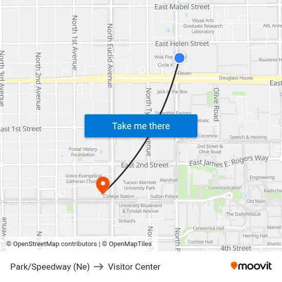 Park/Speedway (Ne) to Visitor Center map