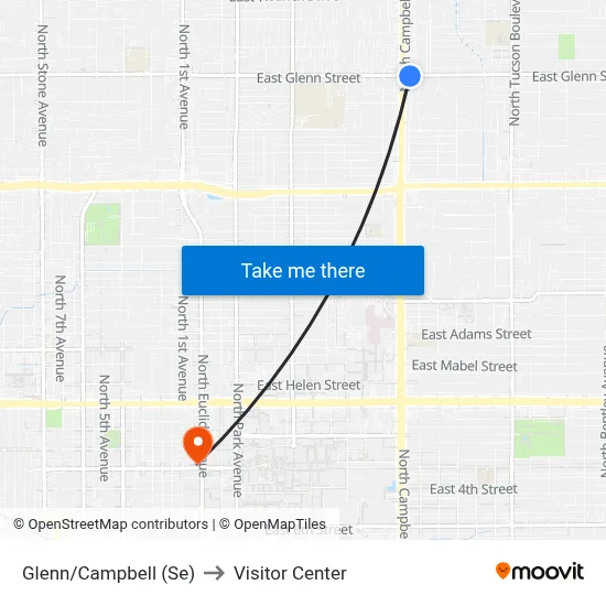 Glenn/Campbell (Se) to Visitor Center map