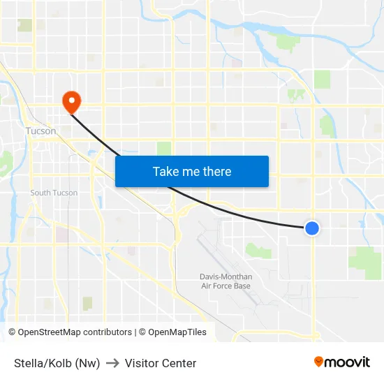 Stella/Kolb (Nw) to Visitor Center map