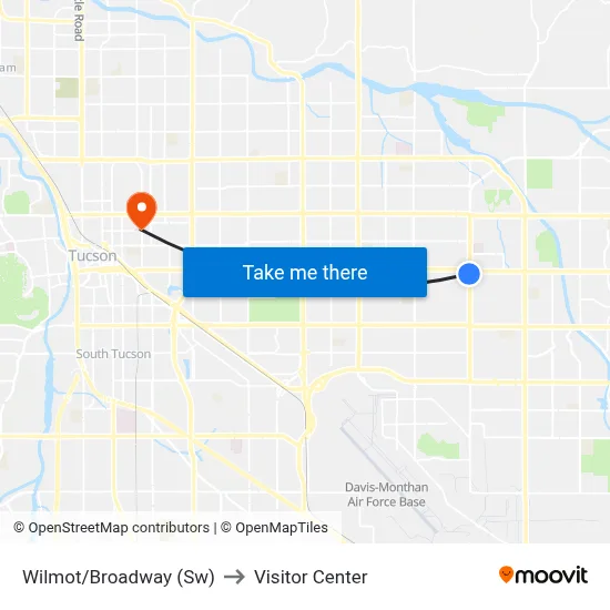 Wilmot/Broadway (Sw) to Visitor Center map