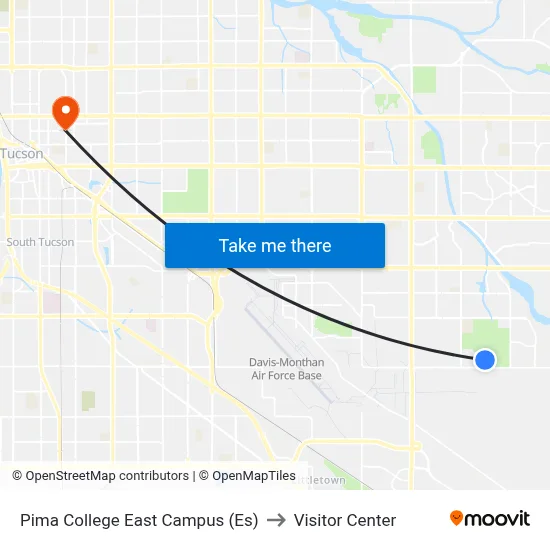 Pima College East Campus (Es) to Visitor Center map