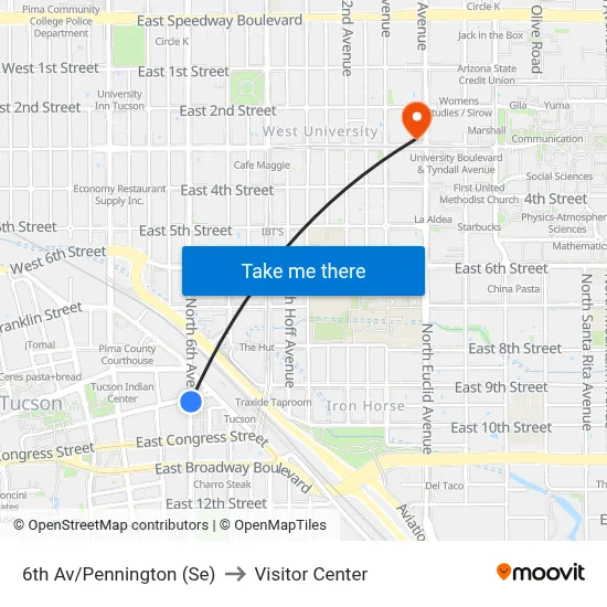6th Av/Pennington (Se) to Visitor Center map
