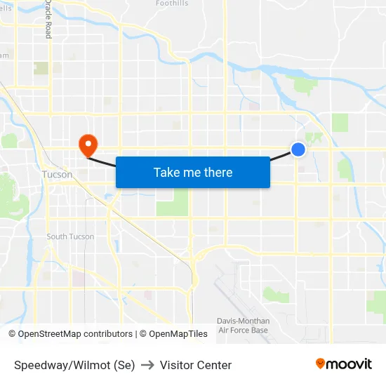 Speedway/Wilmot (Se) to Visitor Center map