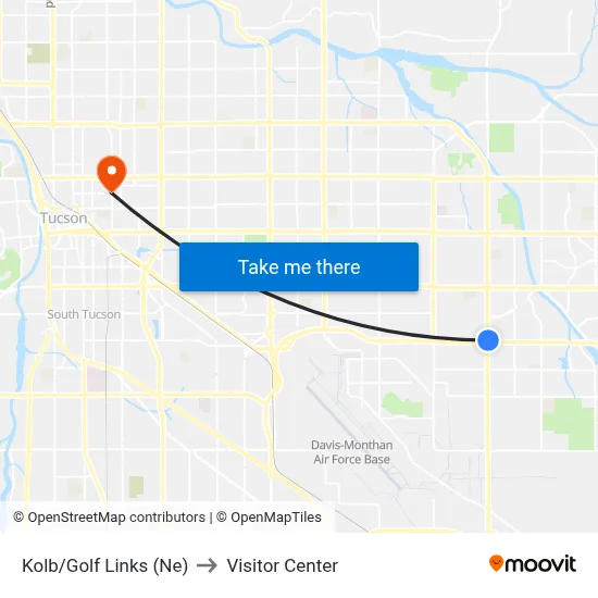 Kolb/Golf Links (Ne) to Visitor Center map