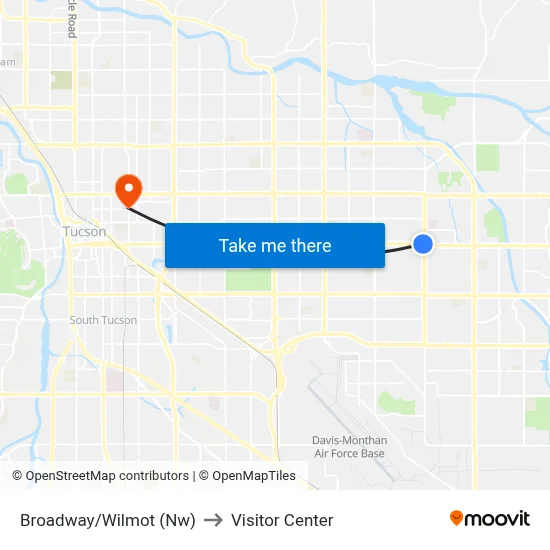 Broadway/Wilmot (Nw) to Visitor Center map