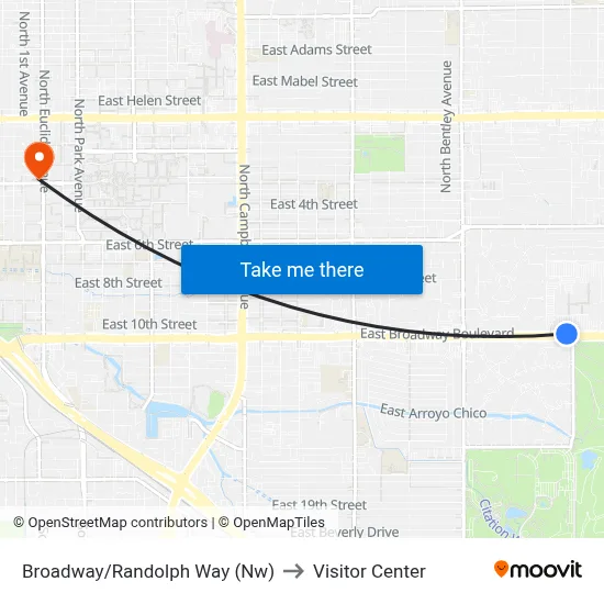 Broadway/Randolph Way (Nw) to Visitor Center map